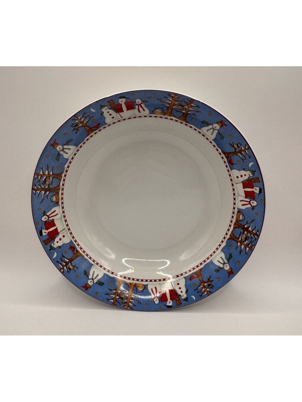 Debbie Mumm Snowman Rimmed Soup Bowl Sakura Oneida Christmas Stoneware